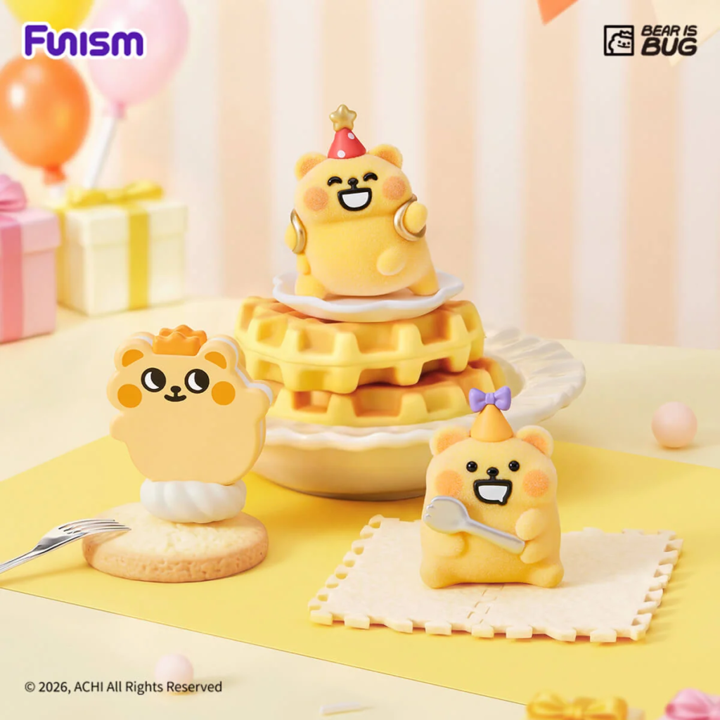Funism BEAR IS BUG collectible figures featuring cute bear characters in a playful breakfast-themed design.