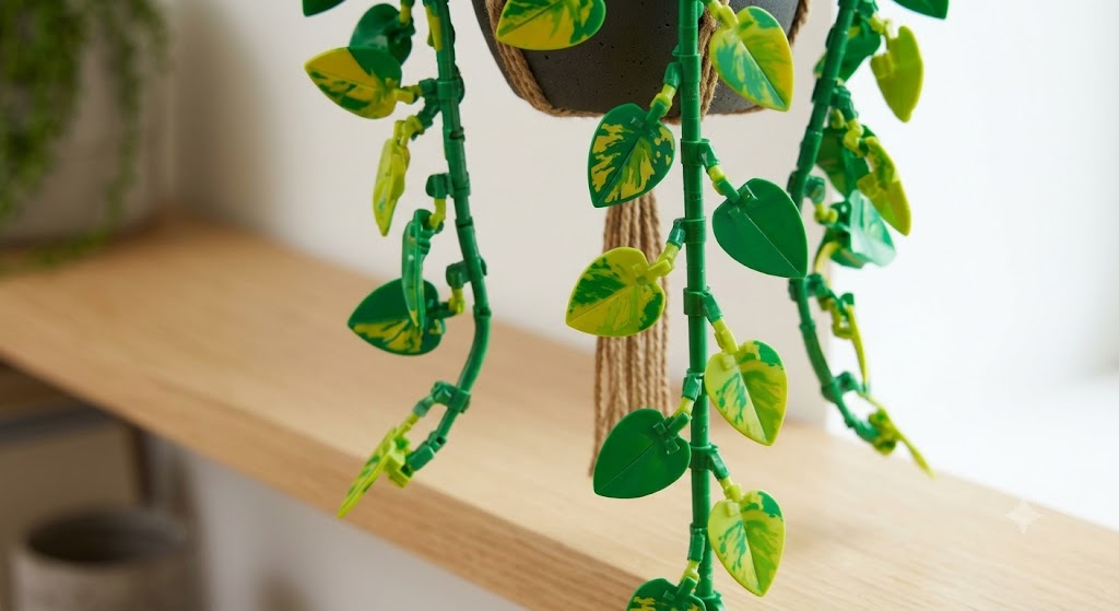 Dual-moulded leaf elements mimic natural variegation with two distinct shades of green. generate picture please