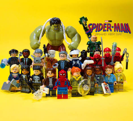 Group shot of LEGO Spider-Man: Brand New Day minifigures and bigfig.