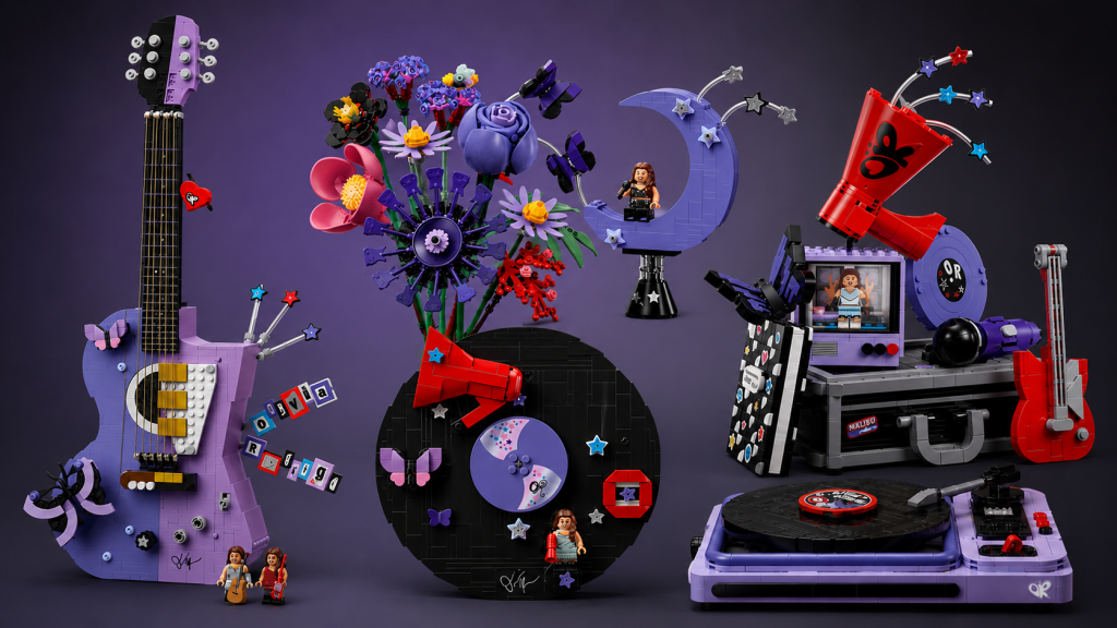 Overview of the complete LEGO Olivia Rodrigo collection featuring five sets and minifigures.